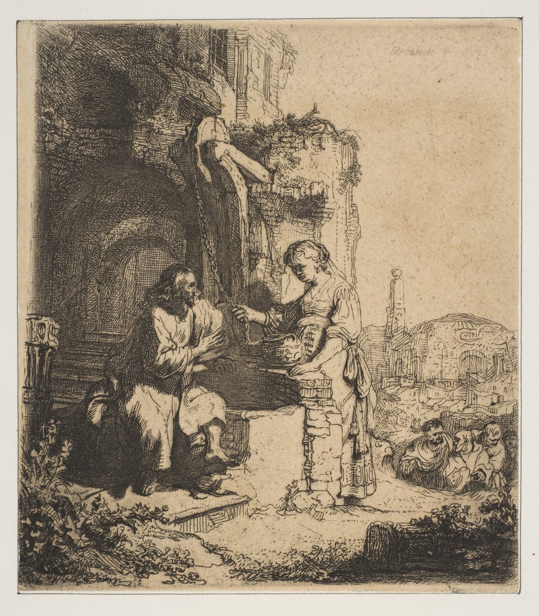 Cristo e la Samaritana tra le rovine da Rembrandt van Rijn