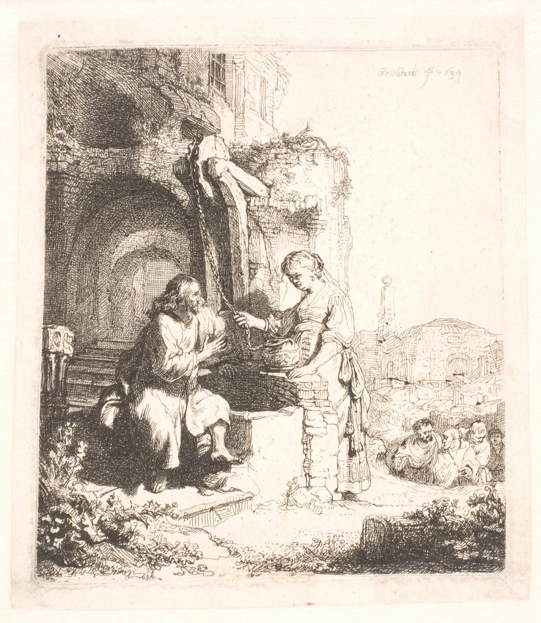 Cristo e la donna di Samaria: tra le rovine da Rembrandt van Rijn