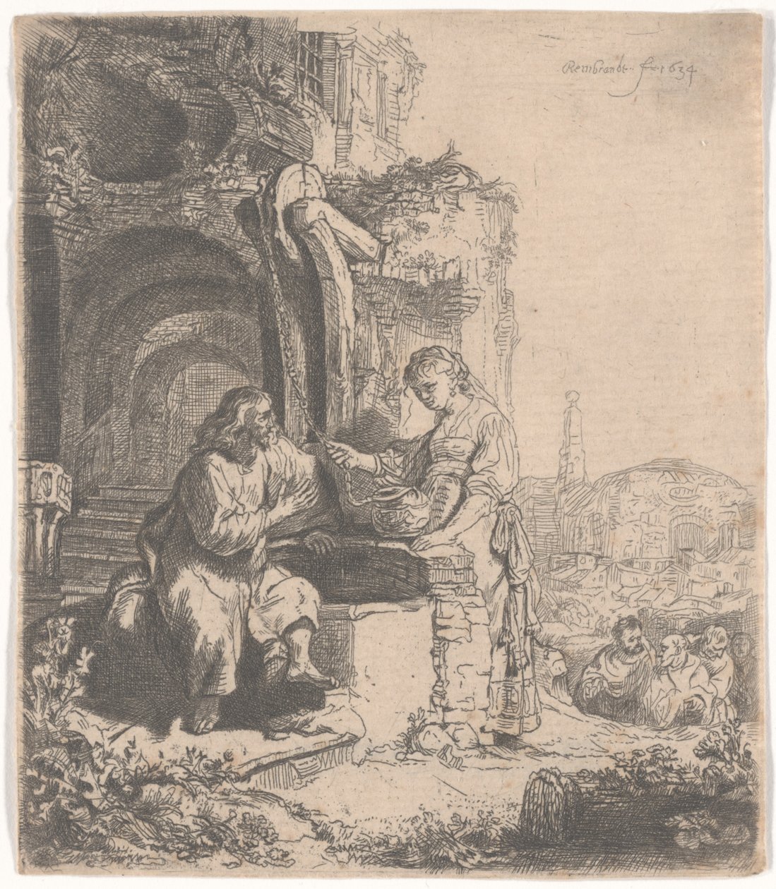 Cristo e la donna di Samaria tra le rovine, 1634 da Rembrandt van Rijn