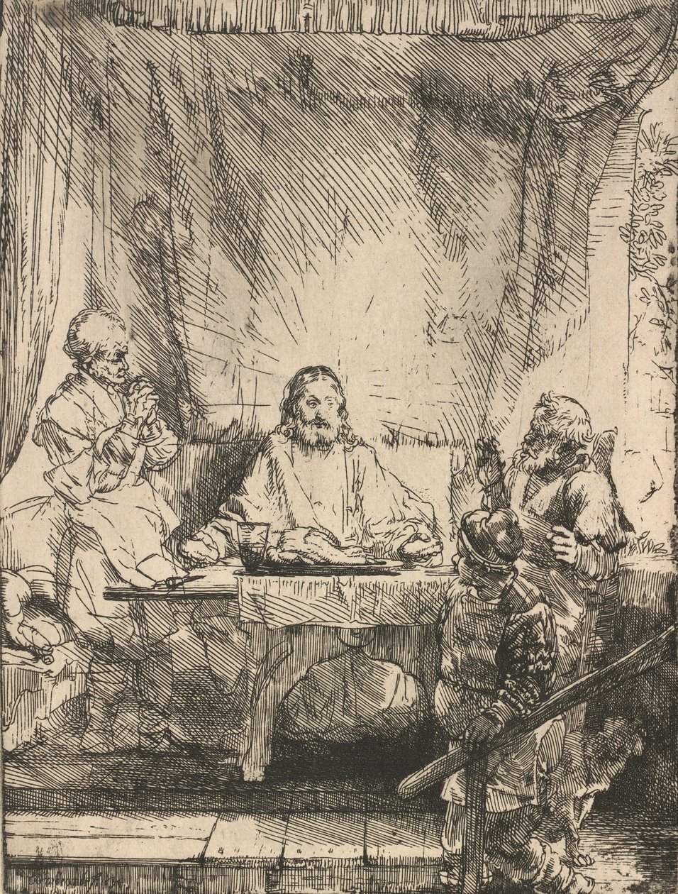 Cristo a Emmaus: la lastra più grande, 1654 da Rembrandt van Rijn