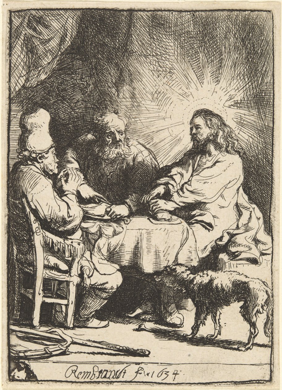 Cristo a Emmaus: la tavola più piccola da Rembrandt van Rijn