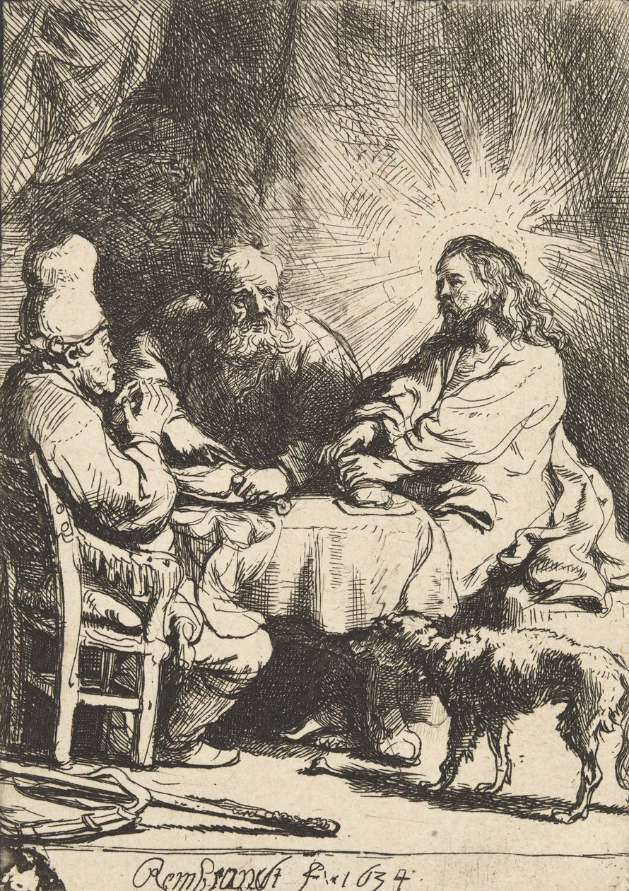 Cristo a Emmaus: la lastra più piccola, 1634 da Rembrandt van Rijn