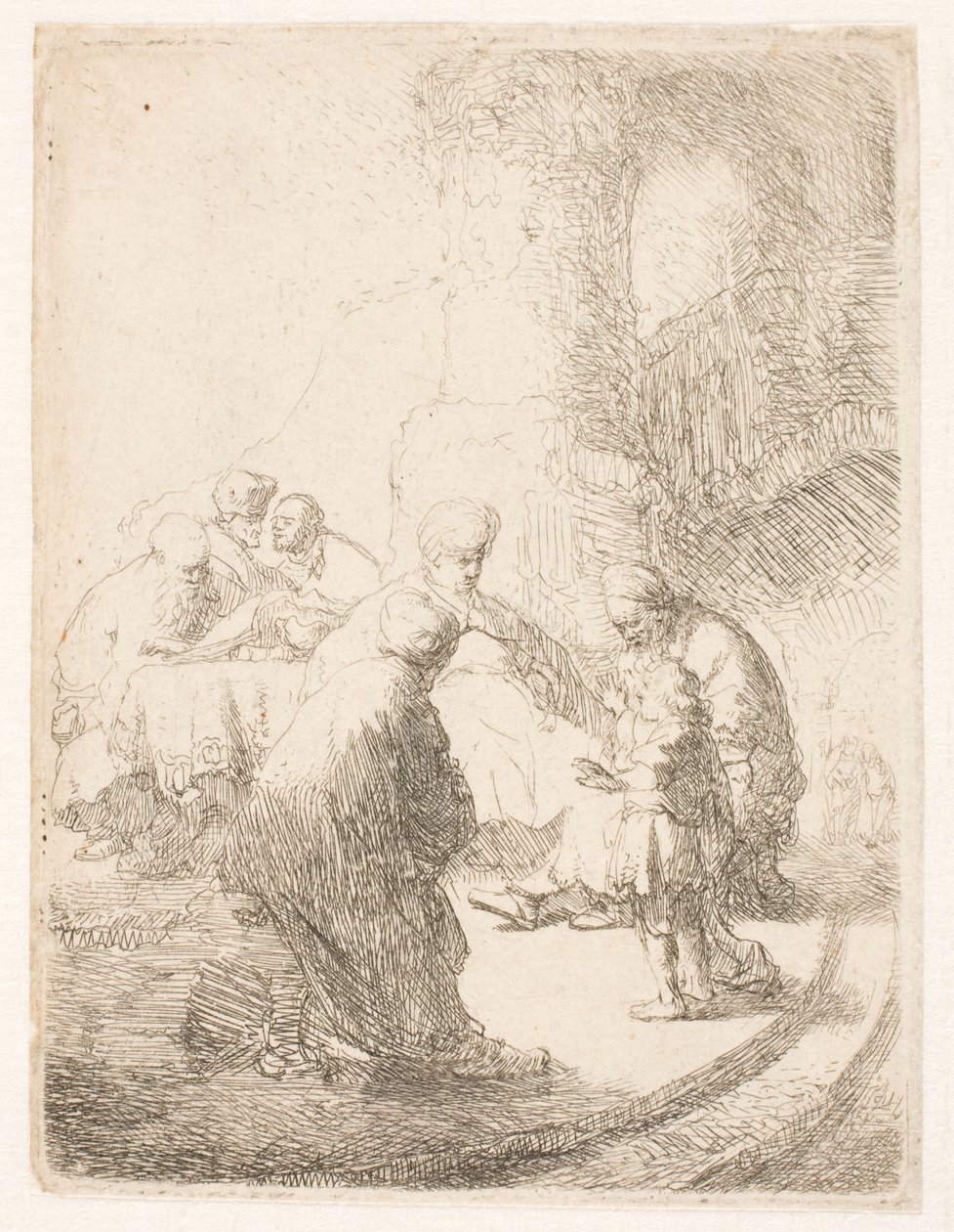 Cristo che discute con i dottori: tavolino da Rembrandt van Rijn