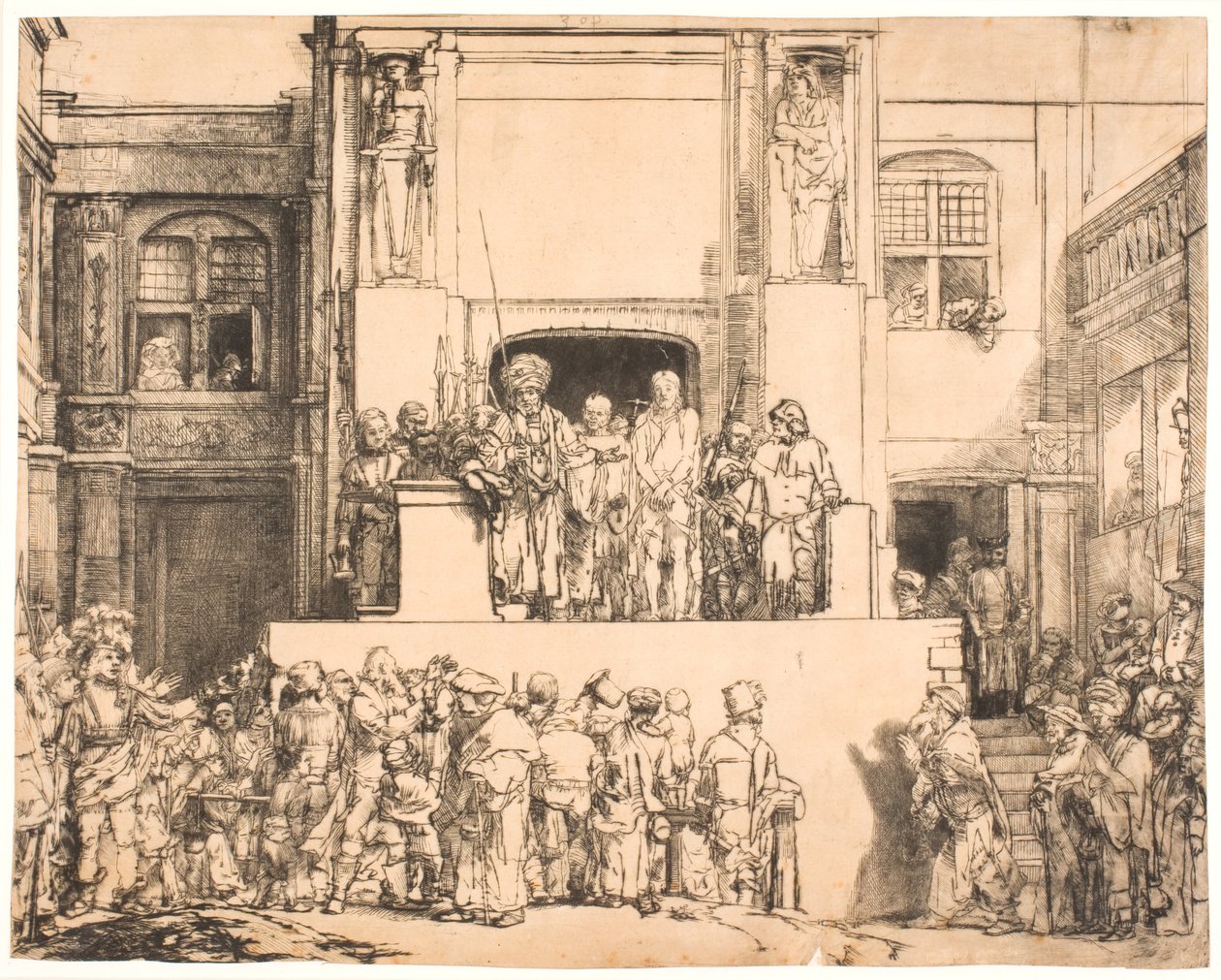 Cristo presentato al popolo: grande lastra oblungo da Rembrandt van Rijn