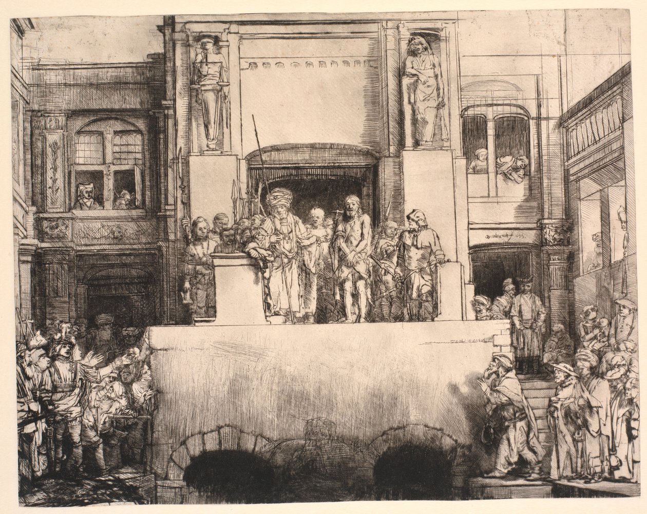 Cristo presentato al popolo: grande lastra oblungo da Rembrandt van Rijn