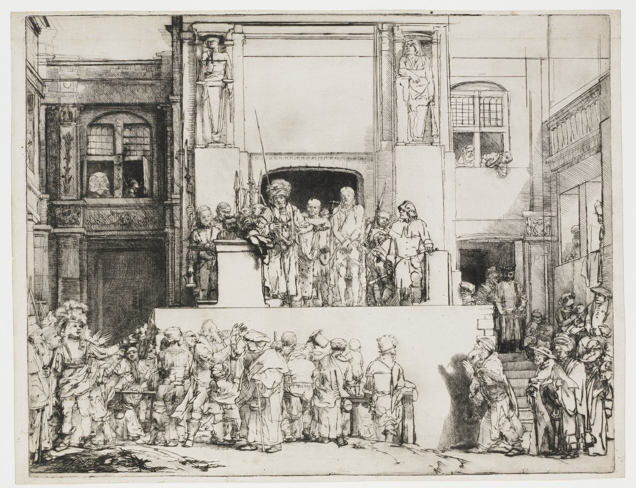 Cristo presentato al popolo: piatto rettangolare da Rembrandt van Rijn