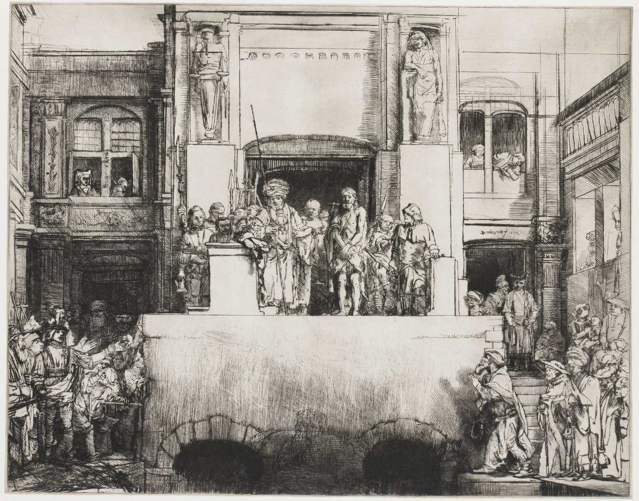 Cristo presentato al popolo: piatto rettangolare da Rembrandt van Rijn