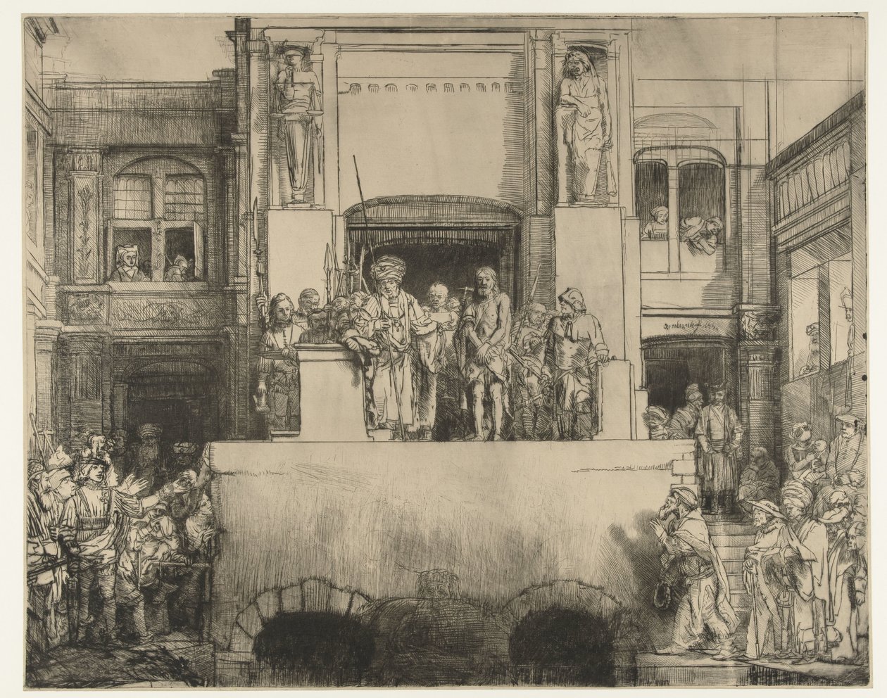 Cristo presentato al popolo: piatto rettangolare da Rembrandt van Rijn