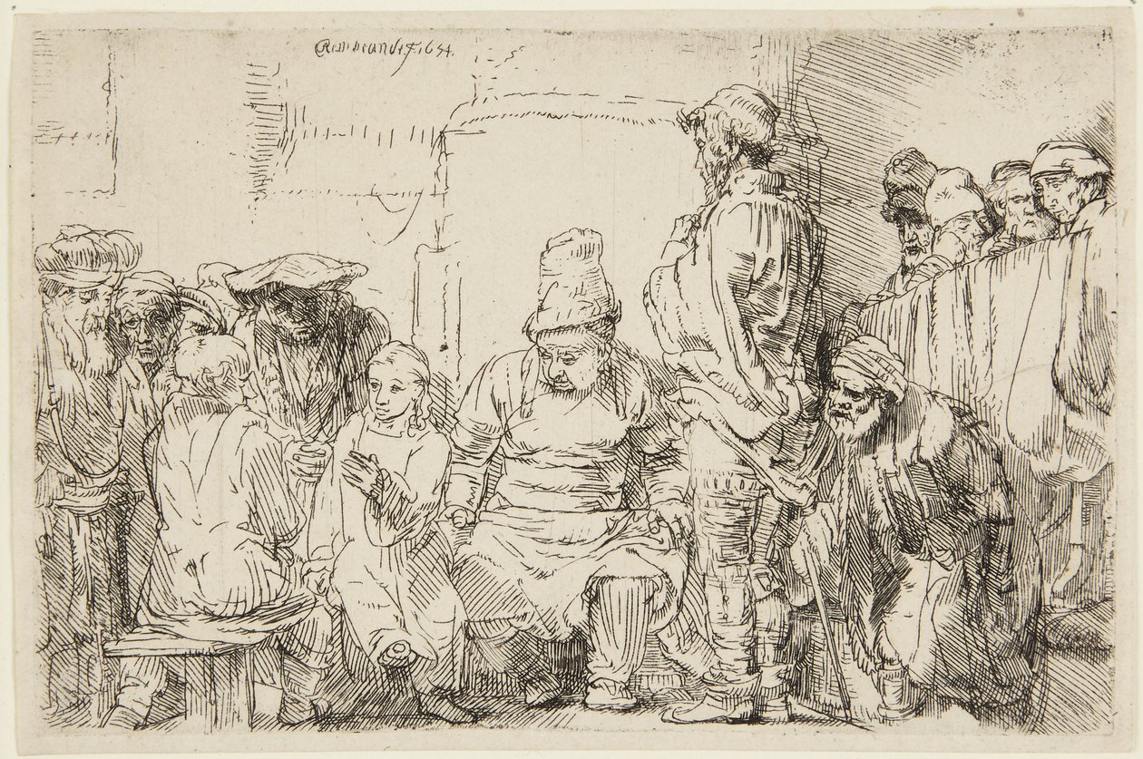 Cristo seduto mentre discute con i dottori da Rembrandt van Rijn