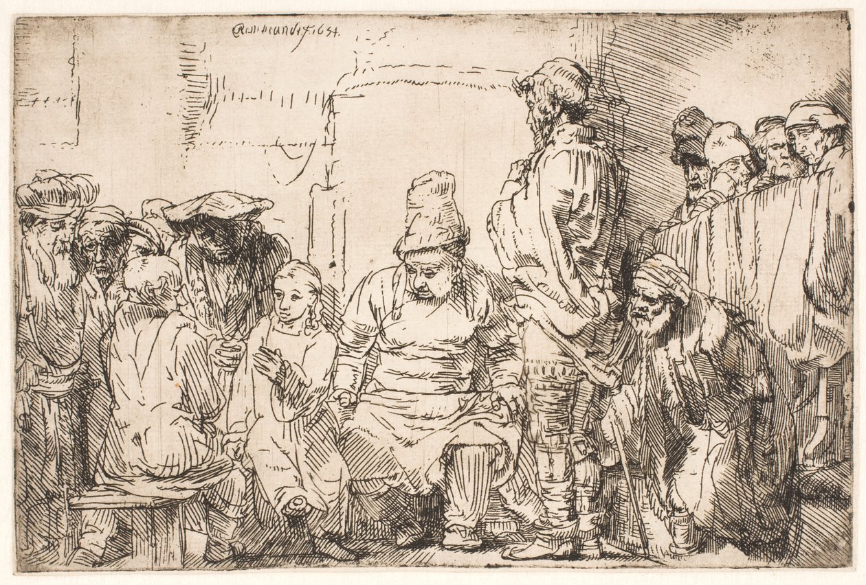 Cristo seduto mentre discute con i dottori da Rembrandt van Rijn