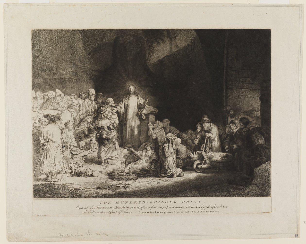 Cristo circondato dai malati, mentre accoglie i bambini piccoli da Rembrandt van Rijn