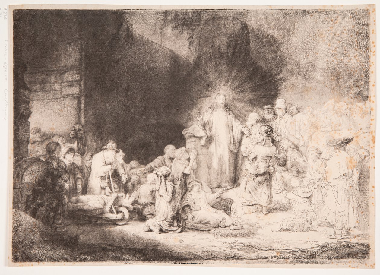 Cristo circondato dai malati, mentre accoglie i bambini (la “Stampa dei cento fiorini”) da Rembrandt van Rijn