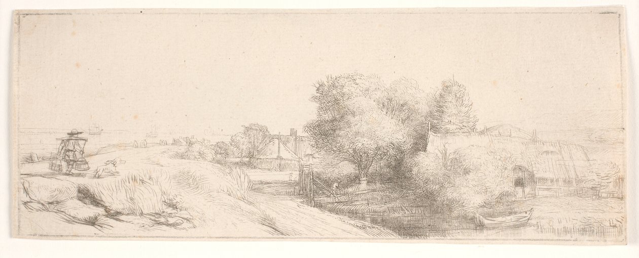 Contre-épreuve di “Paesaggio con il lattaio” da Rembrandt van Rijn