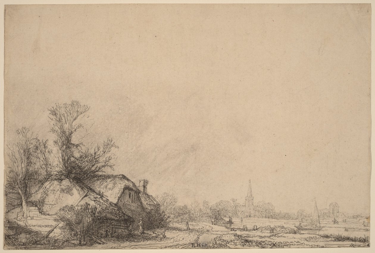 Casetta vicino a un canale da Rembrandt van Rijn