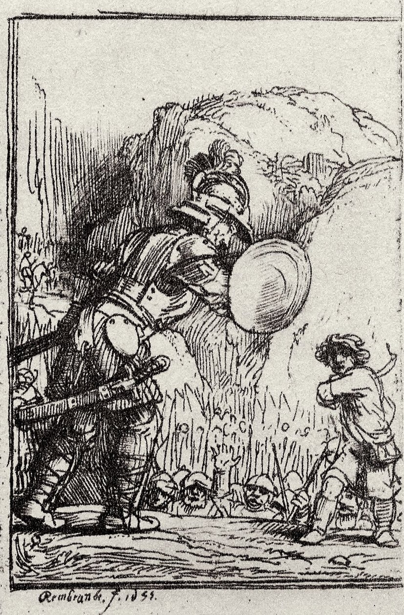Davide e Golia. Illustrazione per Piedra gloriosa di Menasseh ben Israel da Rembrandt van Rijn