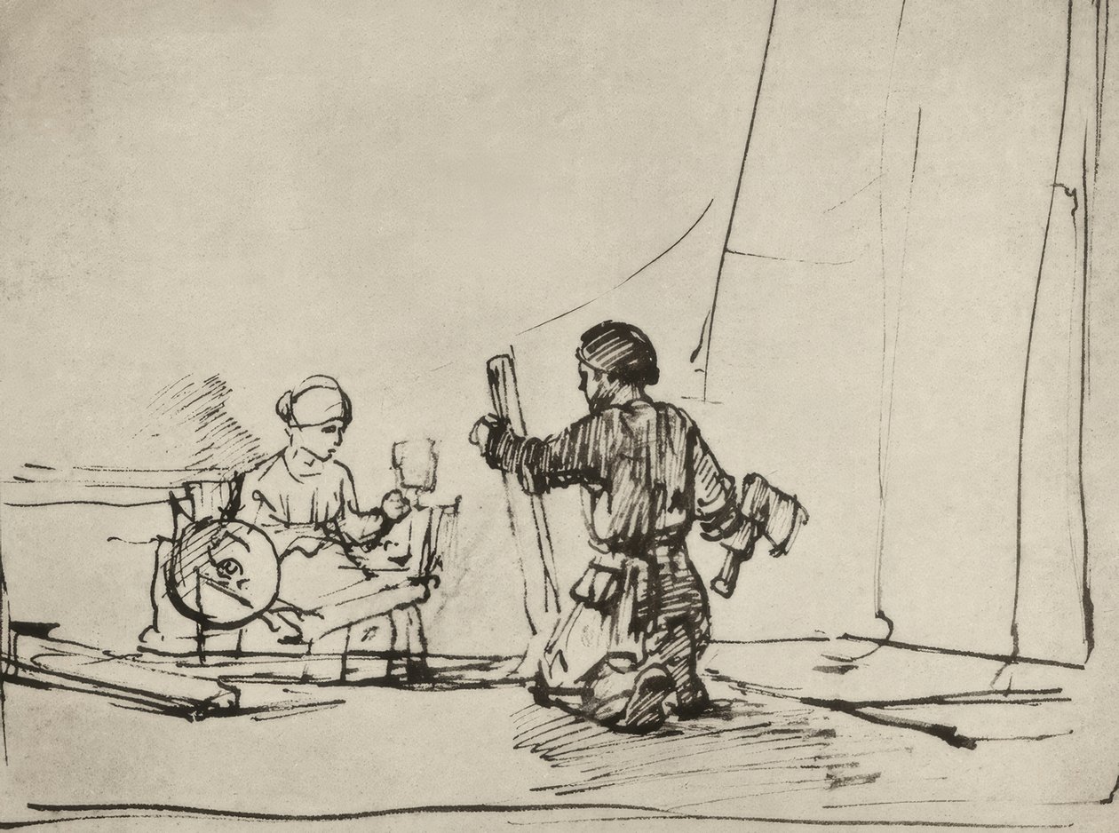 La Sacra Famiglia nella bottega da Rembrandt van Rijn