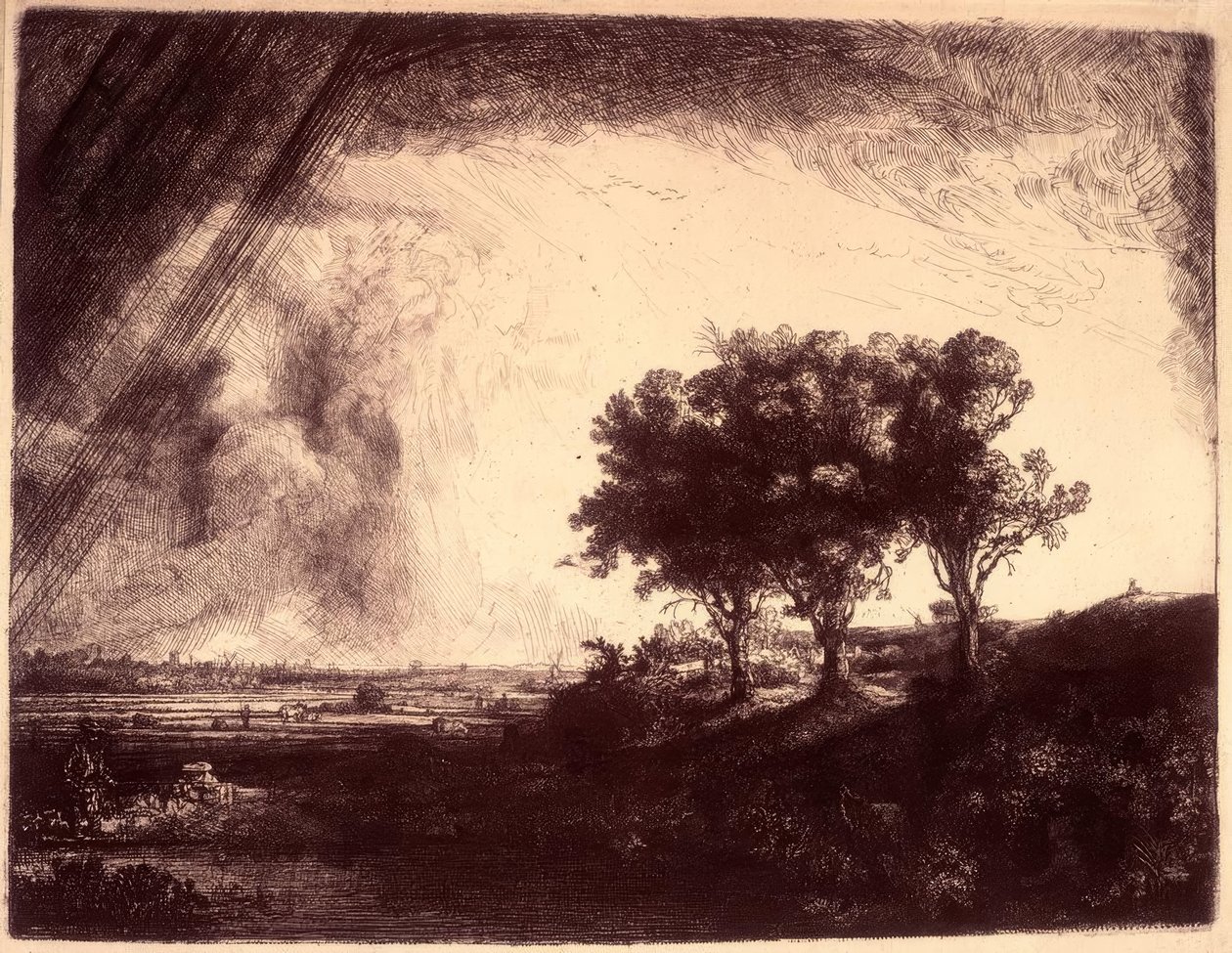 Il paesaggio con i tre alberi da Rembrandt van Rijn