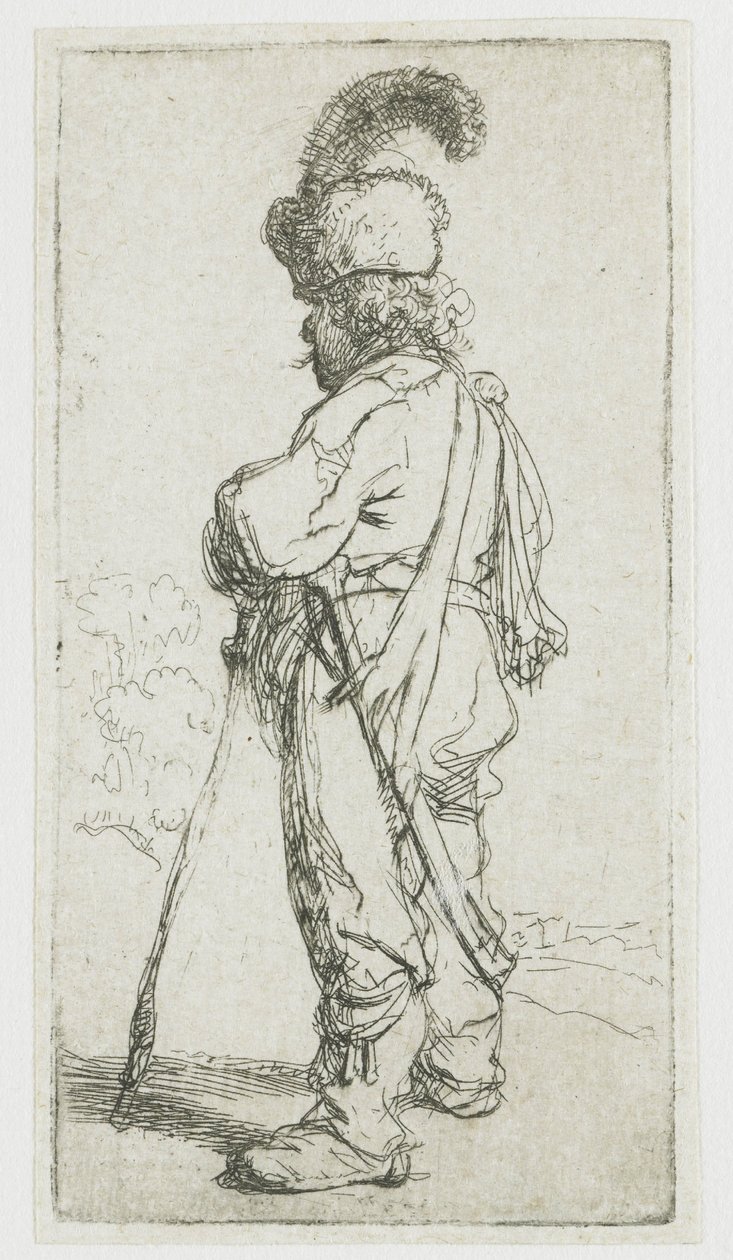 Un polacco con un bastone da Rembrandt van Rijn