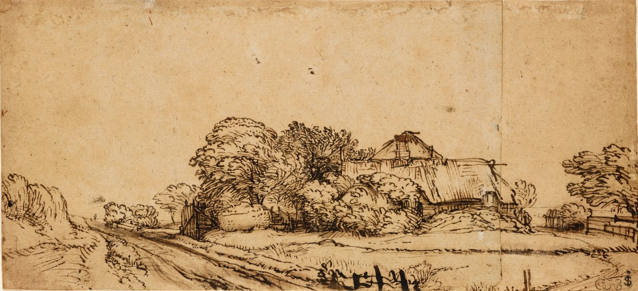 Edifici Agricoli lungo una Strada da Rembrandt van Rijn