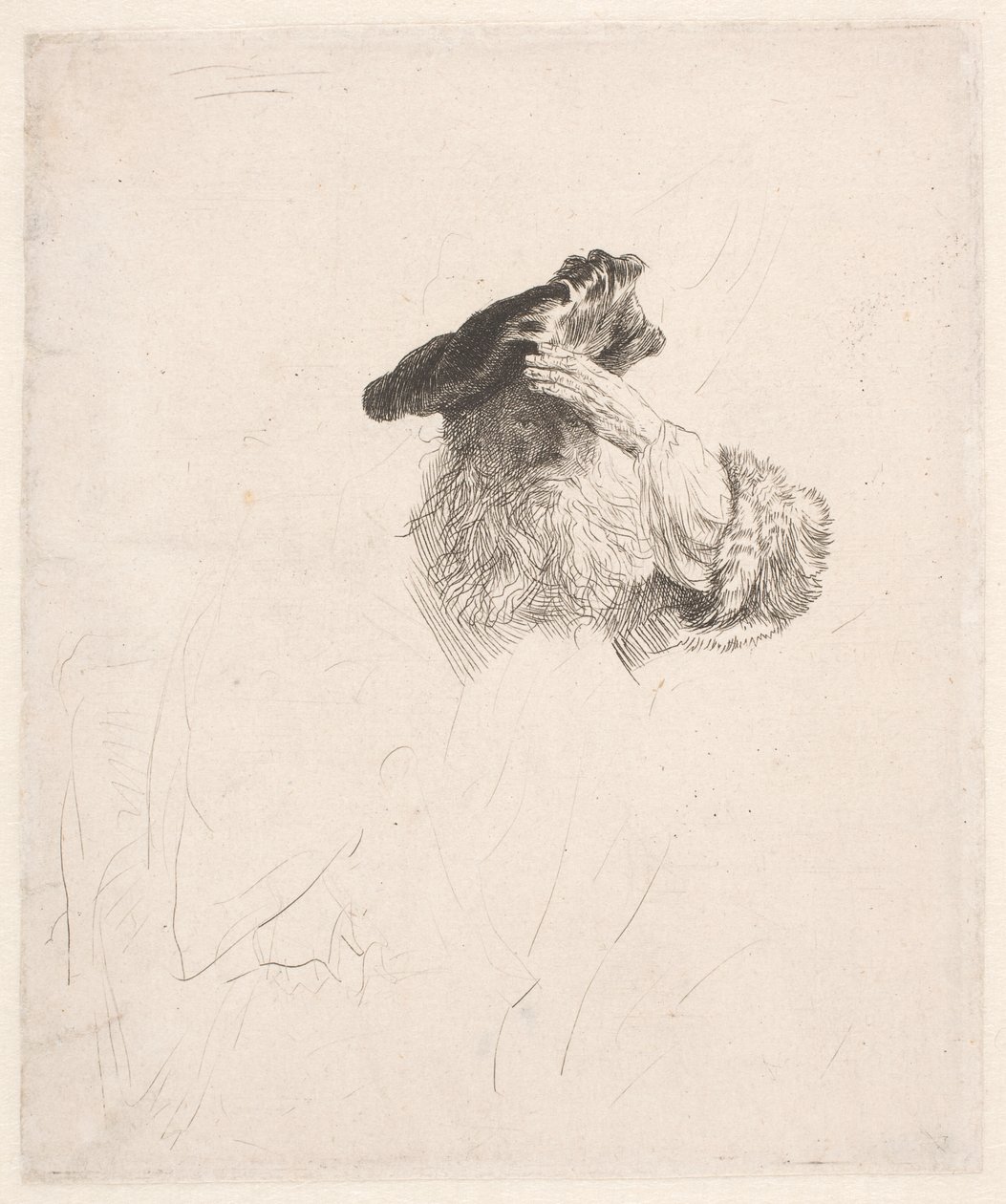 Vecchio che si ripara gli occhi con la mano da Rembrandt van Rijn