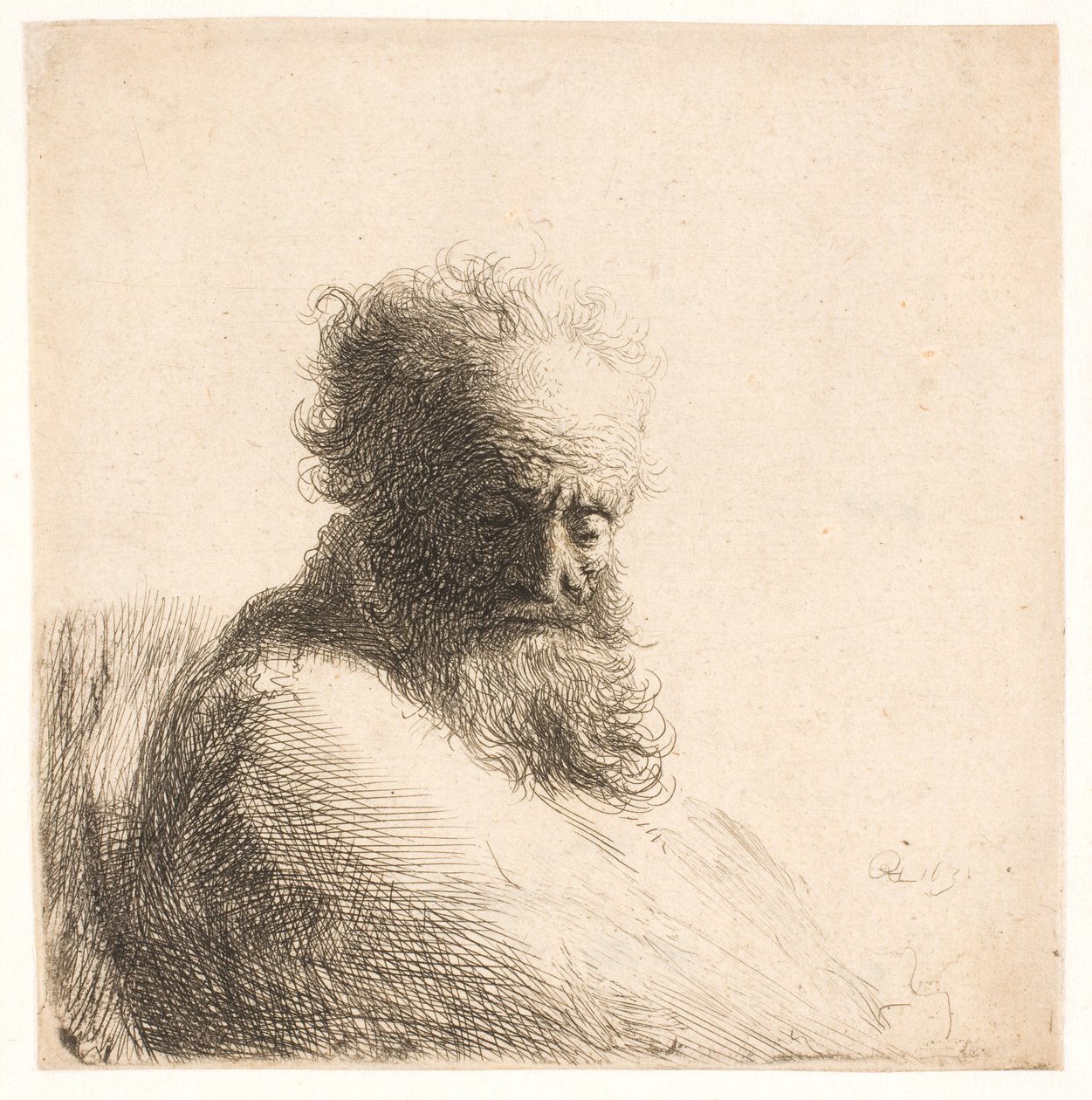 Vecchio, uomo barbuto. Busto da Rembrandt van Rijn