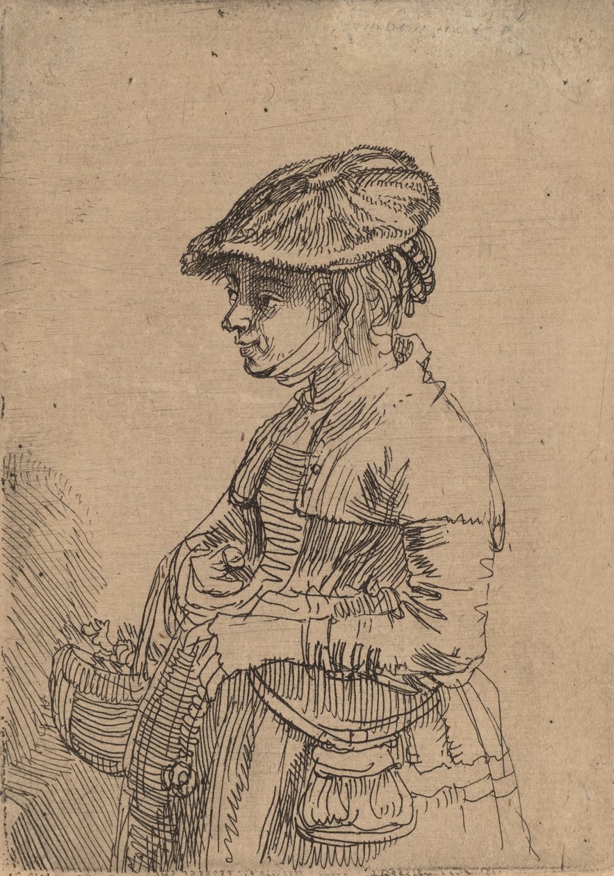 Ragazza con un cesto, c. 1642 da Rembrandt van Rijn