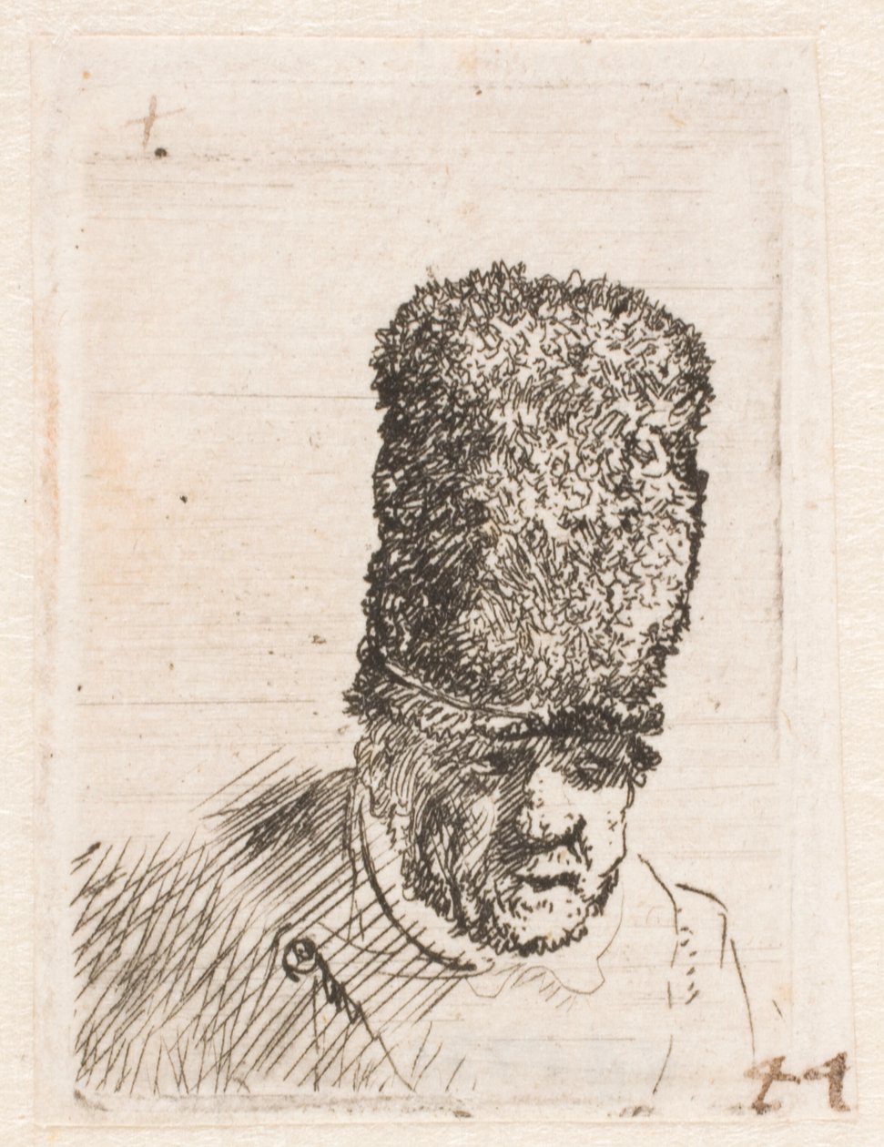 Testa di un vecchio con un alto cappello di pelliccia da Rembrandt van Rijn