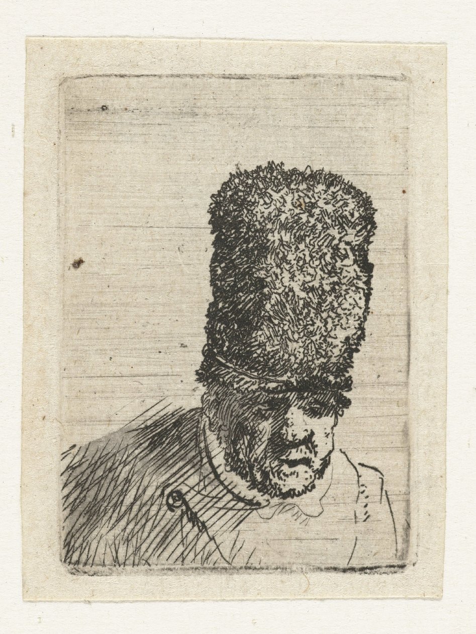 Testa di un anziano con un berretto alto di pelliccia da Rembrandt van Rijn