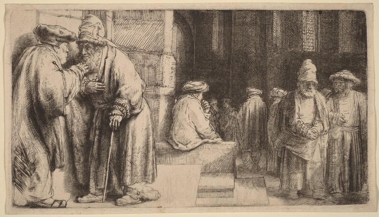 Gli ebrei nella sinagoga da Rembrandt van Rijn