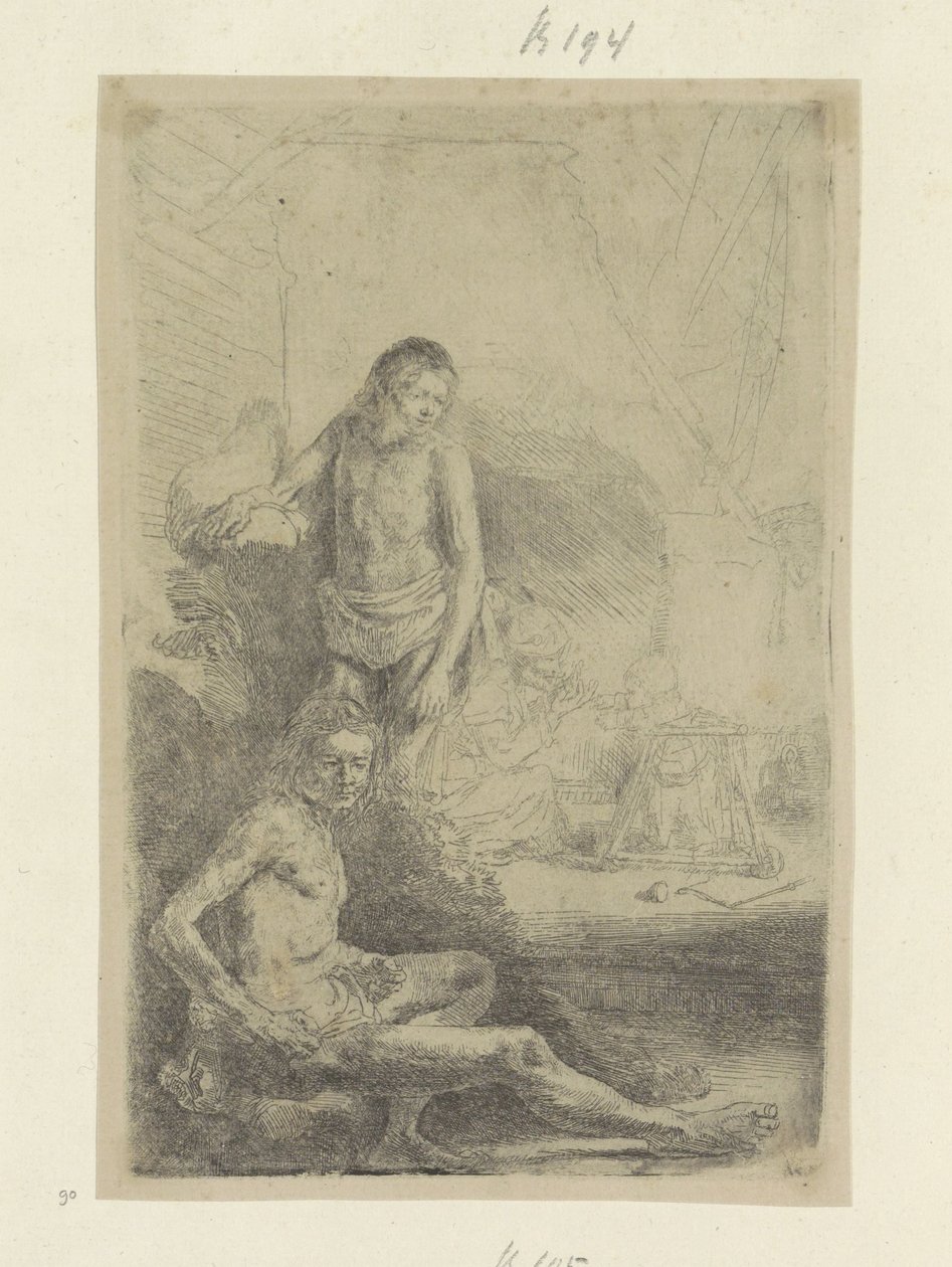 Giovane uomo, seduto e in piedi da Rembrandt van Rijn