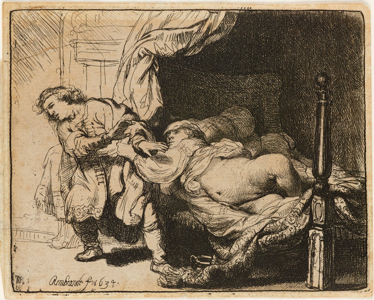 Giuseppe e la moglie di Potifar [Gen. 39: 7-12] da Rembrandt van Rijn