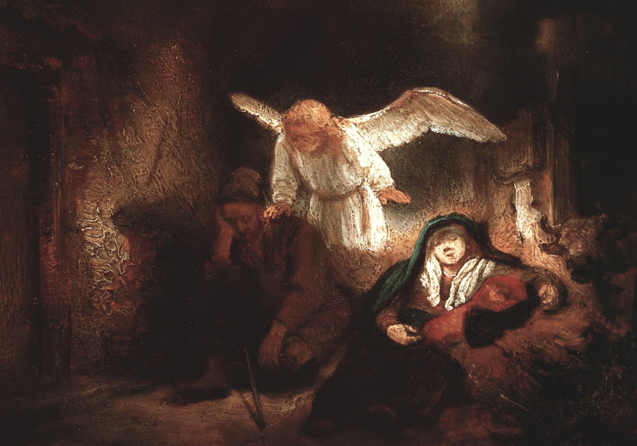 Il sogno di Giuseppe nella stalla di Betlemme, 1645 da Rembrandt van Rijn