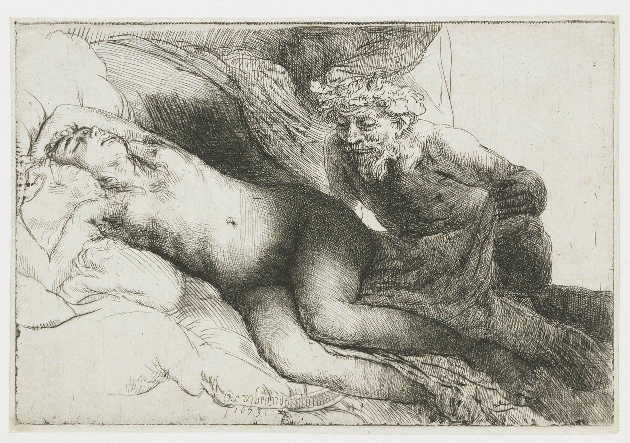 Jupiter and Antiope: the larger plate da Rembrandt van Rijn