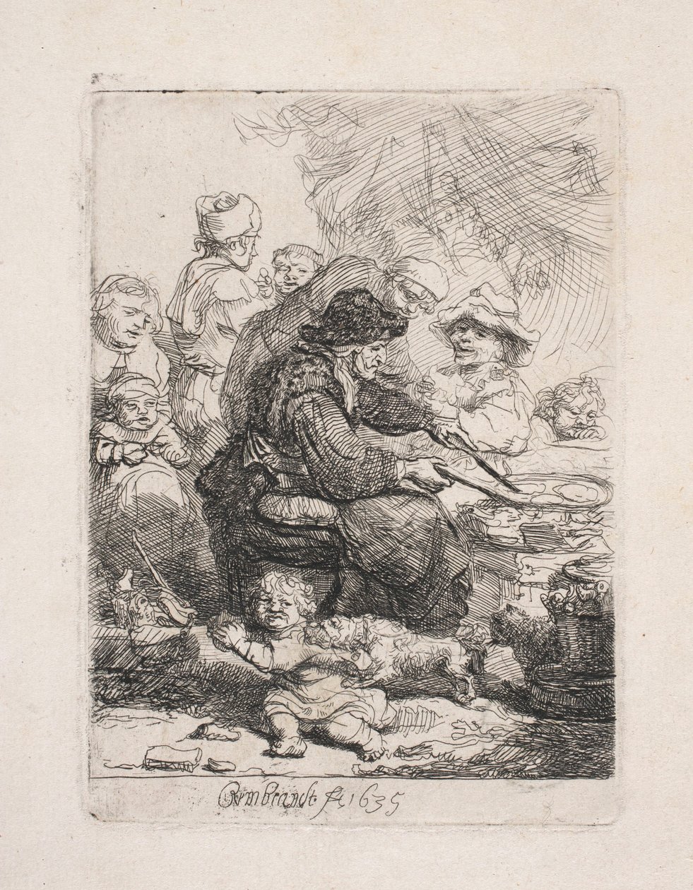 Una donna che frigge delle frittelle da Rembrandt van Rijn