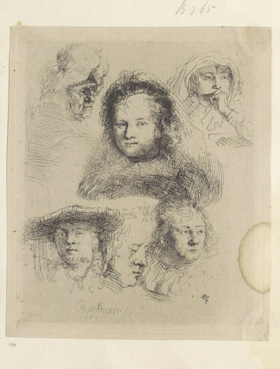 Studi di teste di Saskia e altri da Rembrandt van Rijn