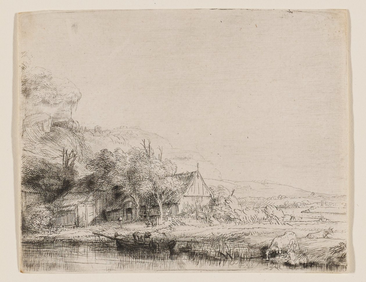 Paesaggio con una mucca che beve da Rembrandt van Rijn