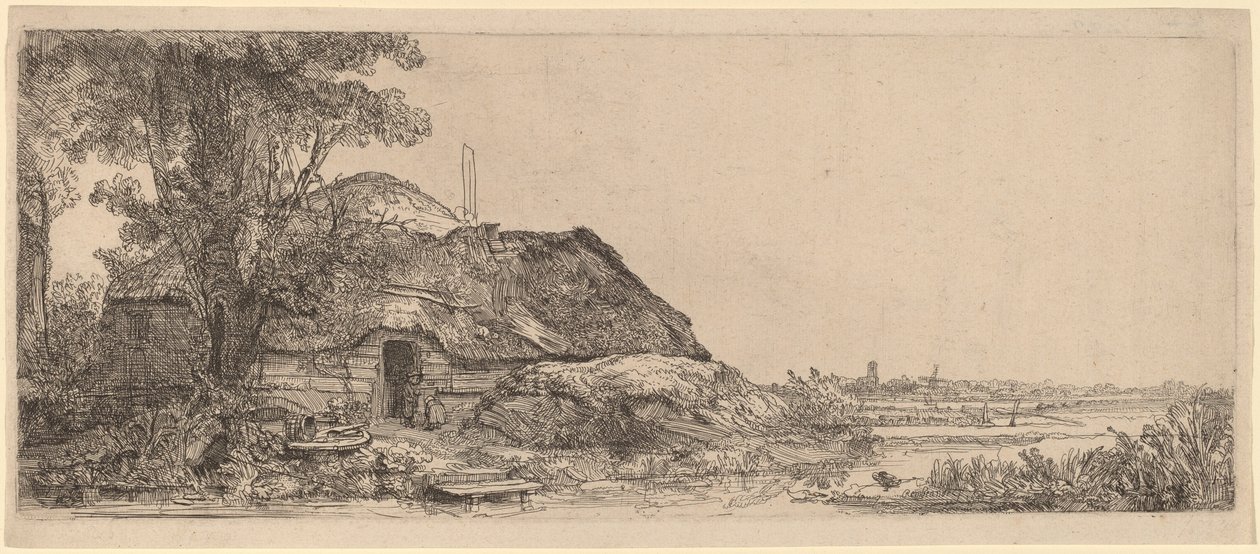 Paesaggio con cottage e grande albero da Rembrandt van Rijn