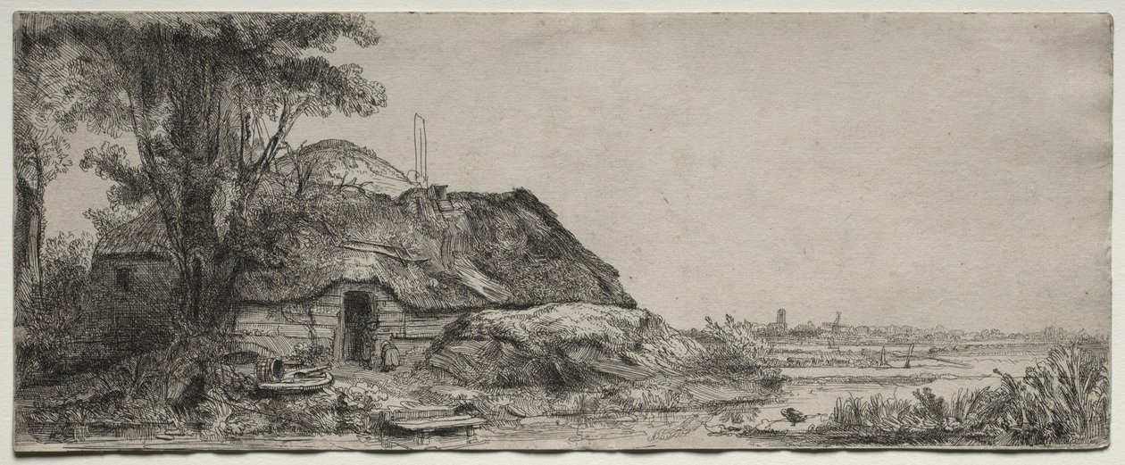Paesaggio con un cottage e un grande albero da Rembrandt van Rijn