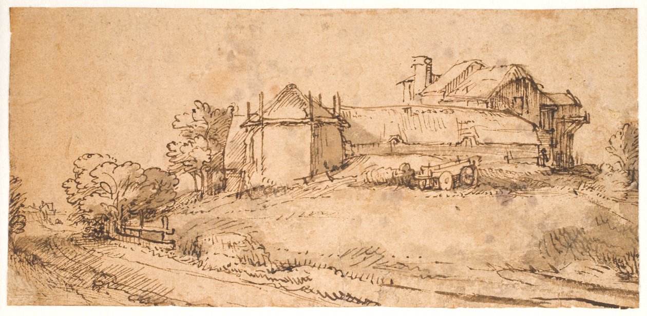 Paesaggio con una fattoria e un fienile da Rembrandt van Rijn