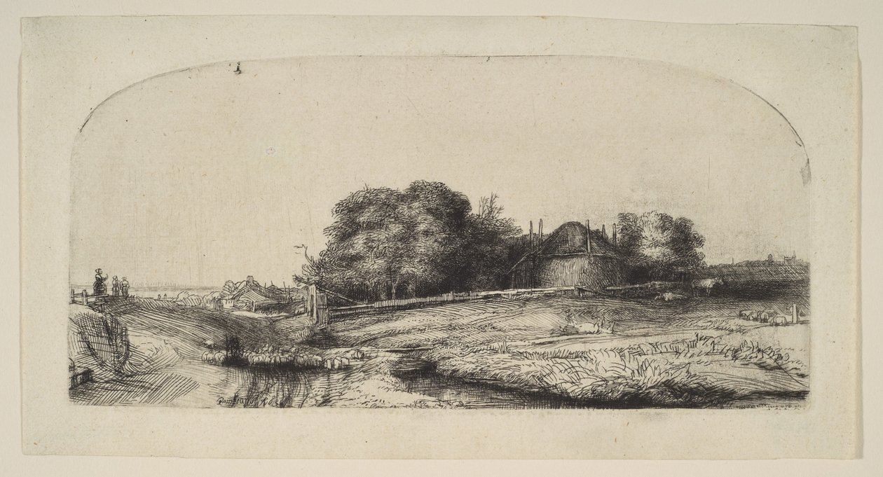 Paesaggio con fienile e gregge di pecore da Rembrandt van Rijn
