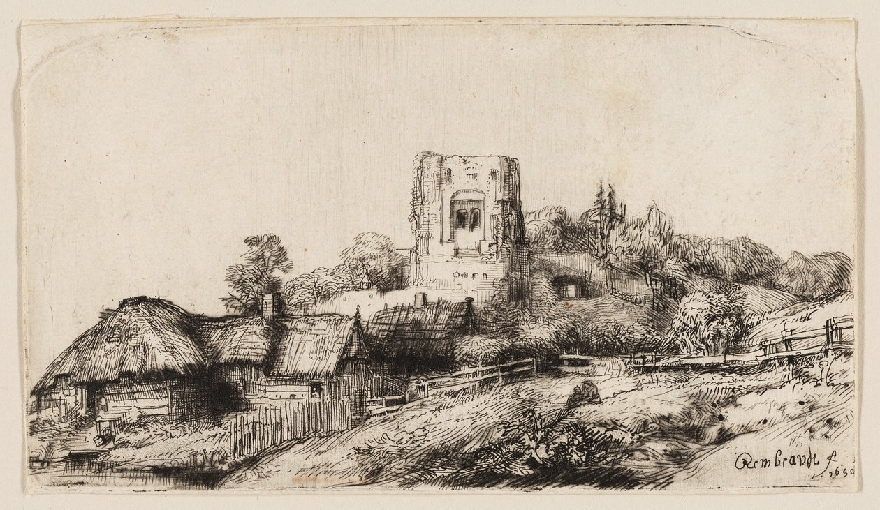 Paesaggio con una torre quadrata da Rembrandt van Rijn
