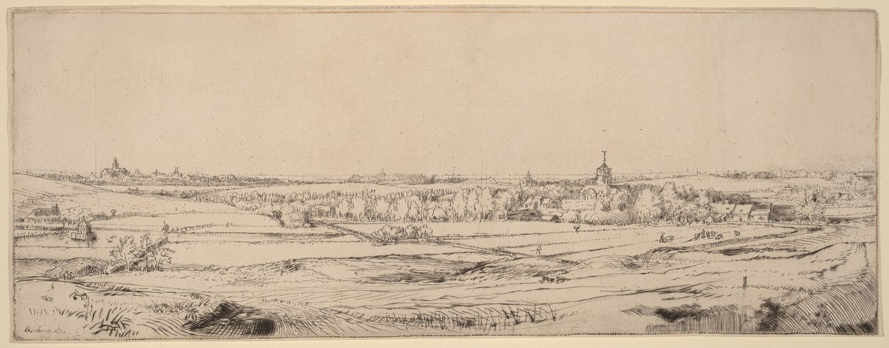 Paesaggio con vista su Haarlem (Il campo degli orafi) da Rembrandt van Rijn