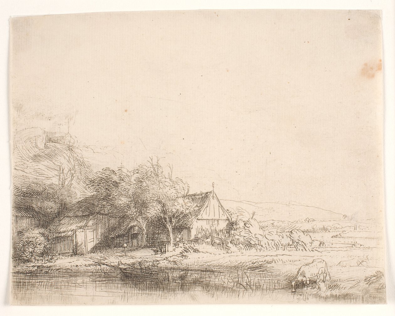 Paesaggio con una mucca che beve da Rembrandt van Rijn