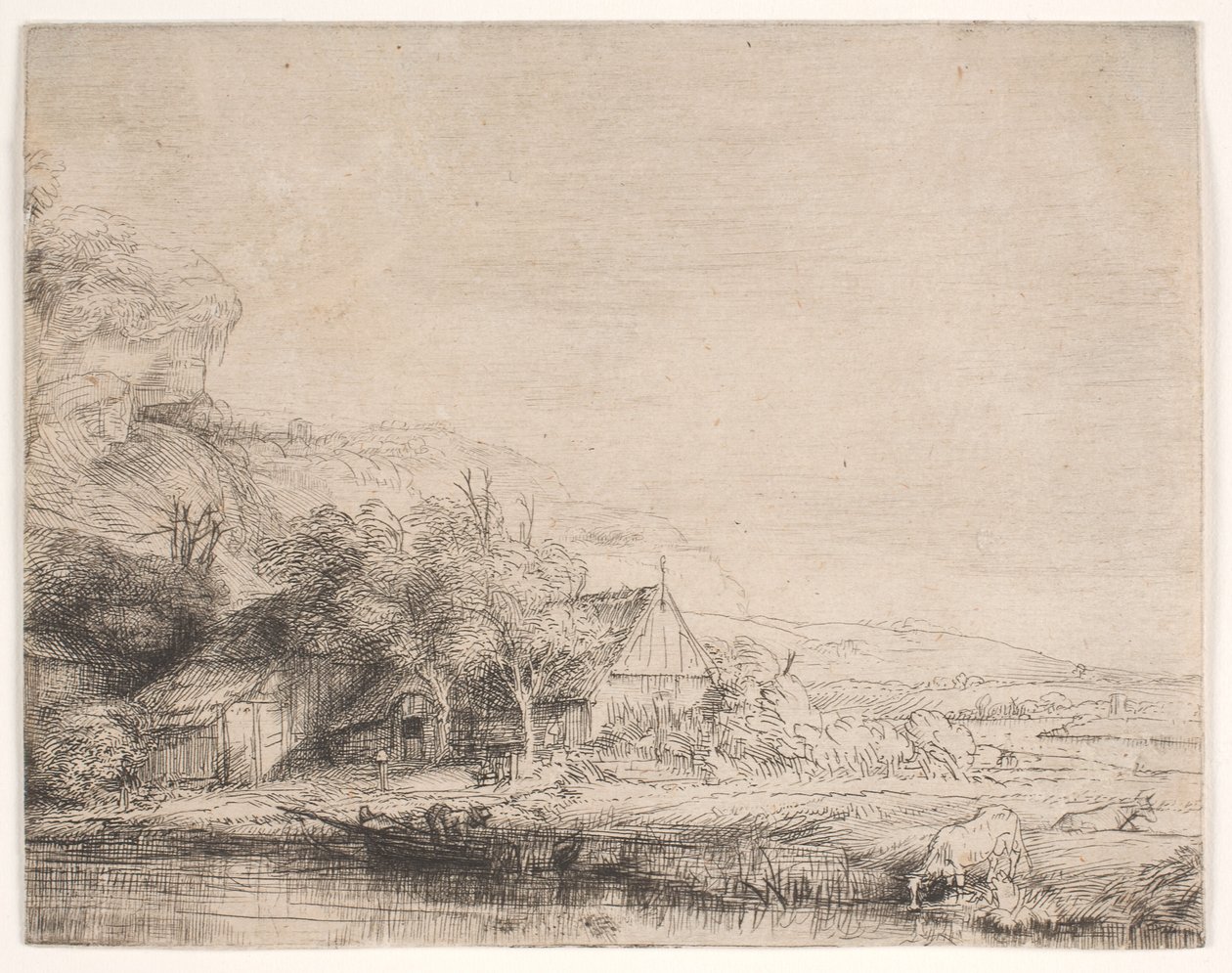 Paesaggio con una mucca che beve da Rembrandt van Rijn