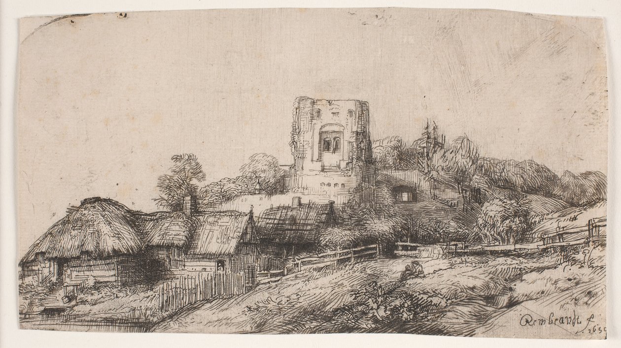 Paesaggio con una torre quadrata da Rembrandt van Rijn