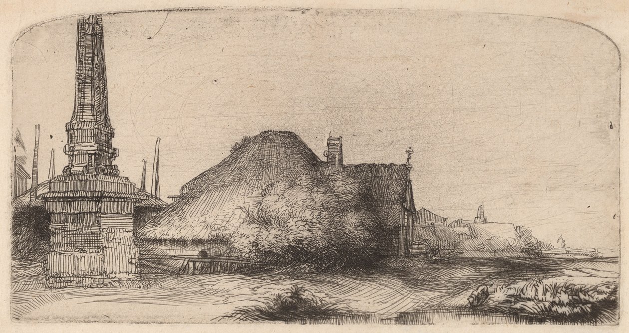 Paesaggio con obelisco, c. 1650 da Rembrandt van Rijn