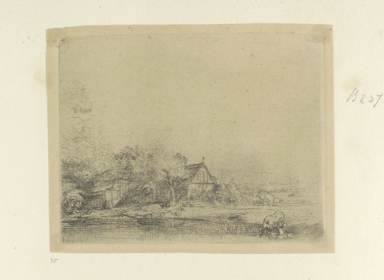 Paesaggio con mucche che bevono da Rembrandt van Rijn