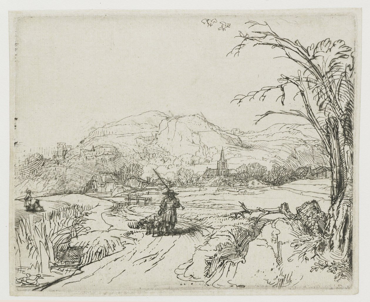 Paesaggio con pastore e cani (“Il piccolo cacciatore”) da Rembrandt van Rijn