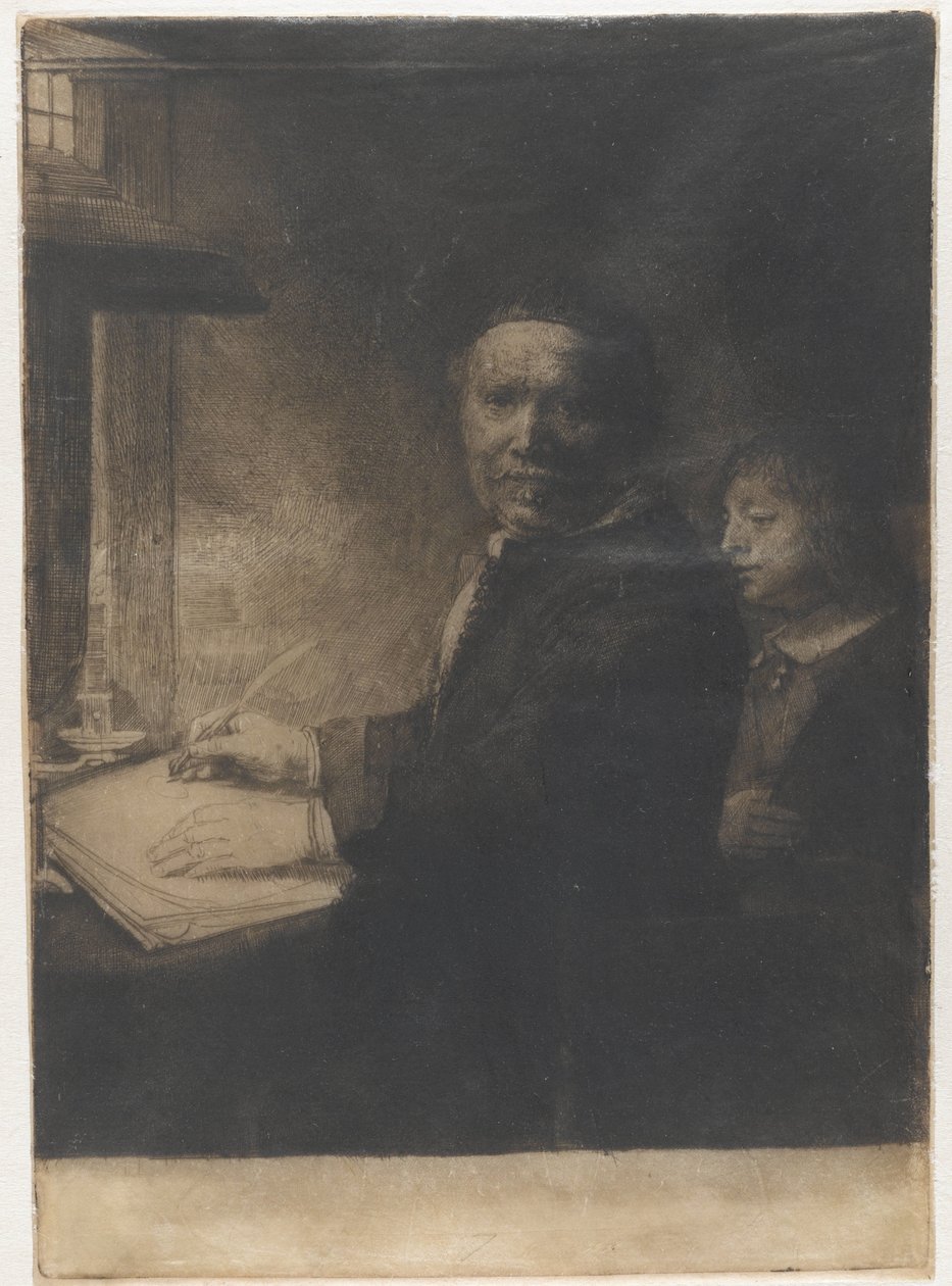 Lieven Willemsz. van Coppenol, maestro calligrafo: la lastra più piccola da Rembrandt van Rijn