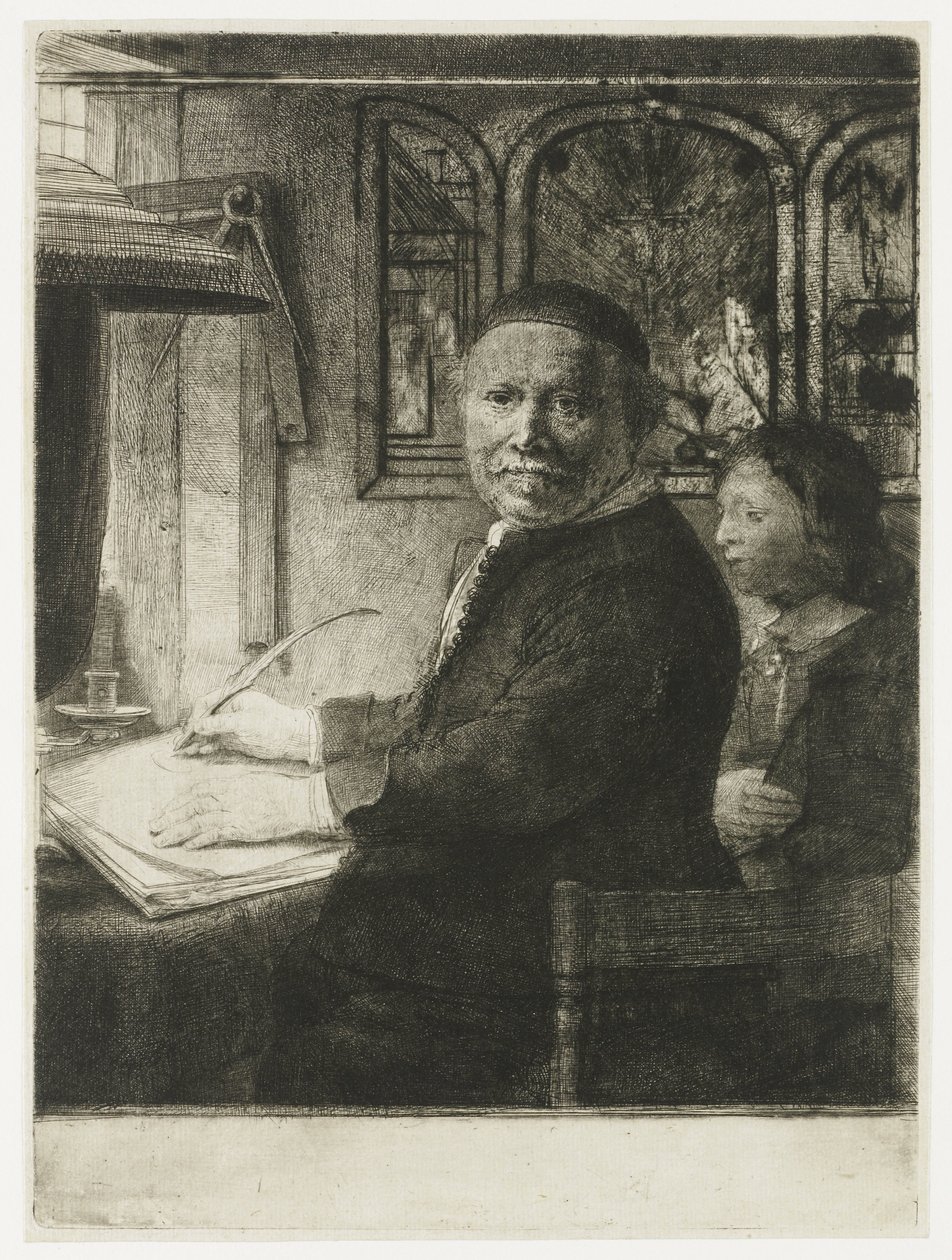 Lieven Willemsz. van Coppenol, maestro calligrafo: la lastra più piccola da Rembrandt van Rijn